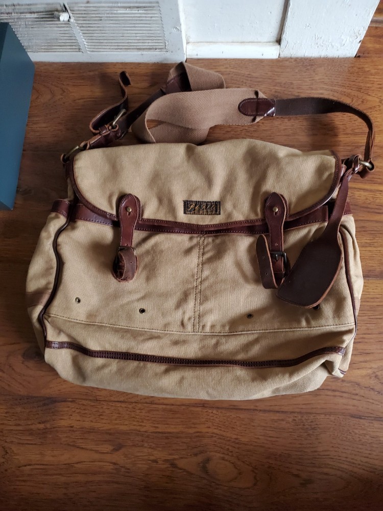 RALPH LAUREN Vintage Polo Messenger Bag Canvas & Leather Straps RL
