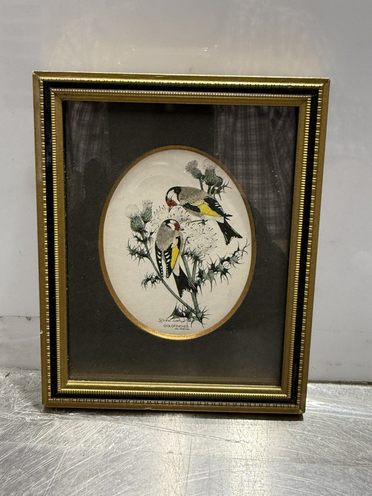 VINTAGE JOHN MORLAND PRINT OF GOLDFINCHES ON THISTLE BY GLASTONBURY PRINTS 5x4