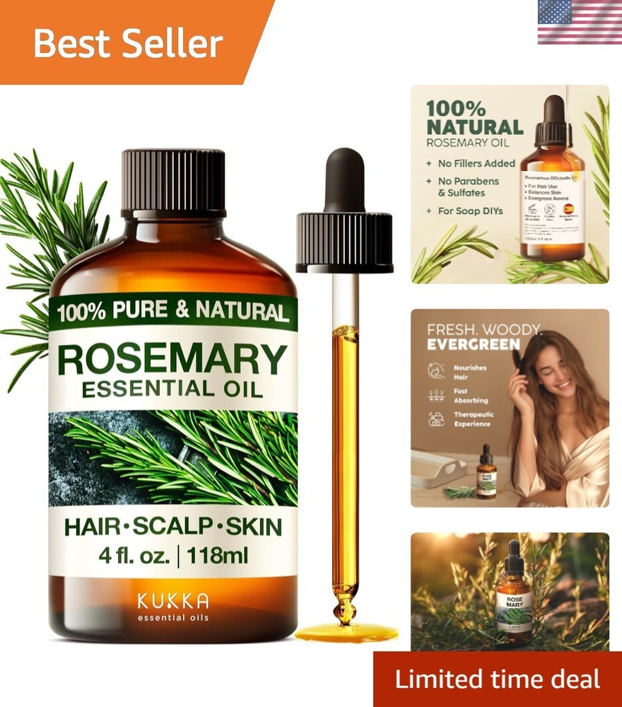 Multi-Purpose Rosemary Essential Oil - 4 Fl Oz for Fuller Hair & Nourished Skin