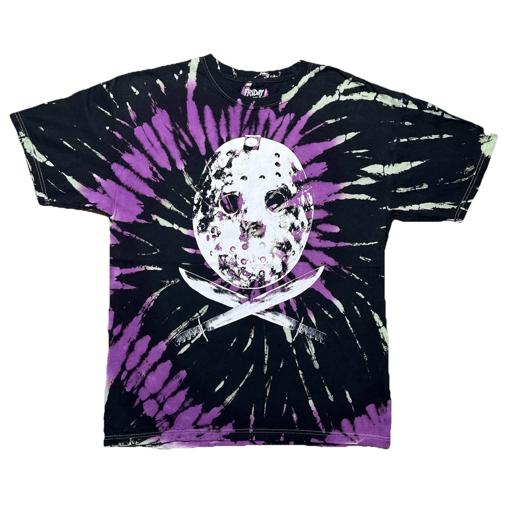 Friday The 13th Movie T-Shirt XL Purple Tie Dye Jason Mask Horror Graphic Tee