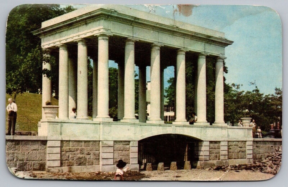 Plymouth Massachusetts Portico Over Plymouth Rock Landmark Chrome Postcard