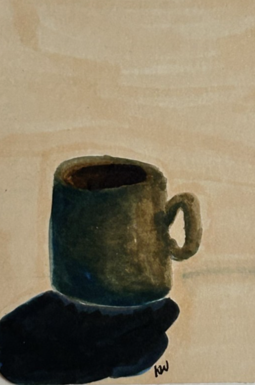 ACEO Original Abstract Diner Coffee Mug Mixed Media by Kazzerit