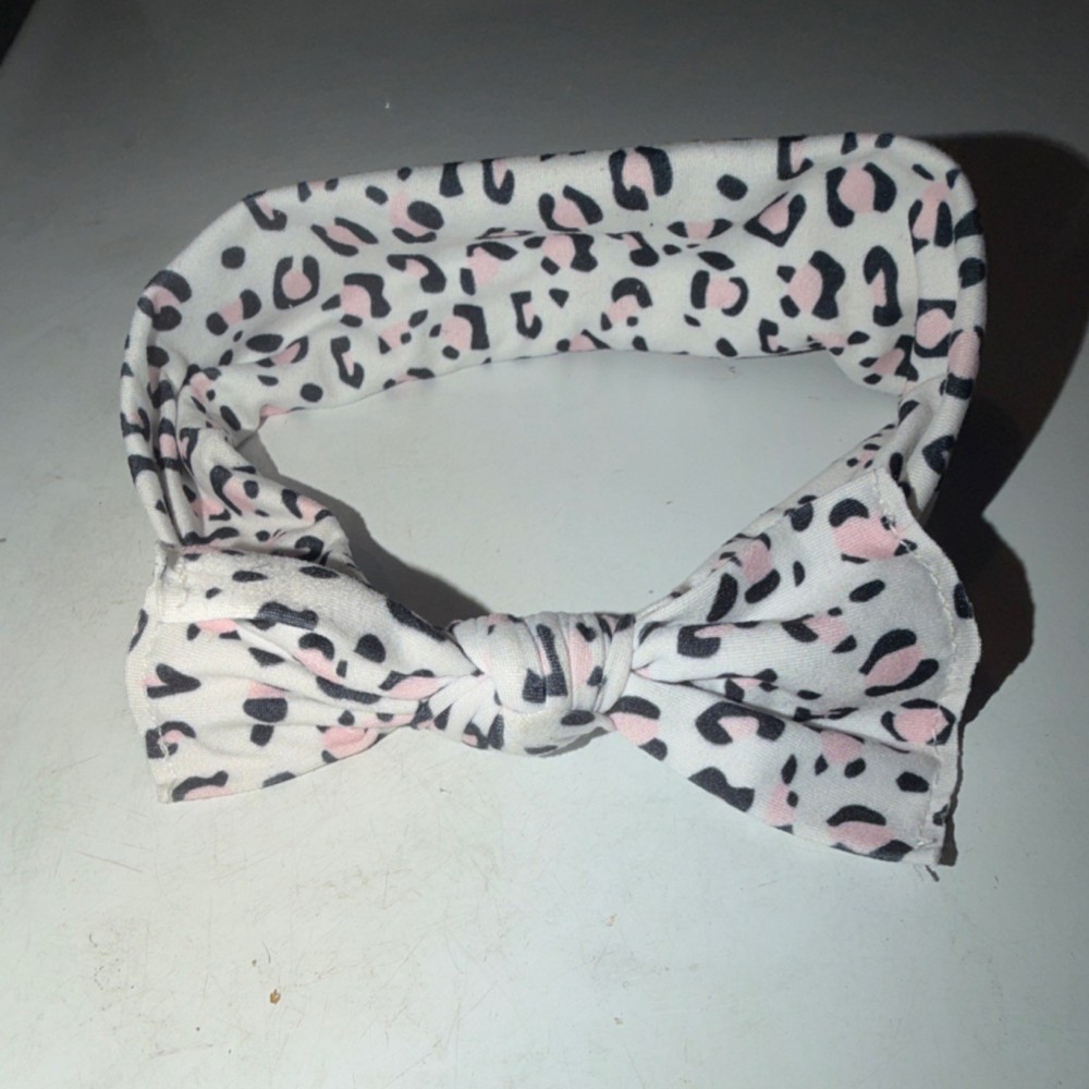 Leopard Print Bow Headband Cotton White Pink Black for Women Teens