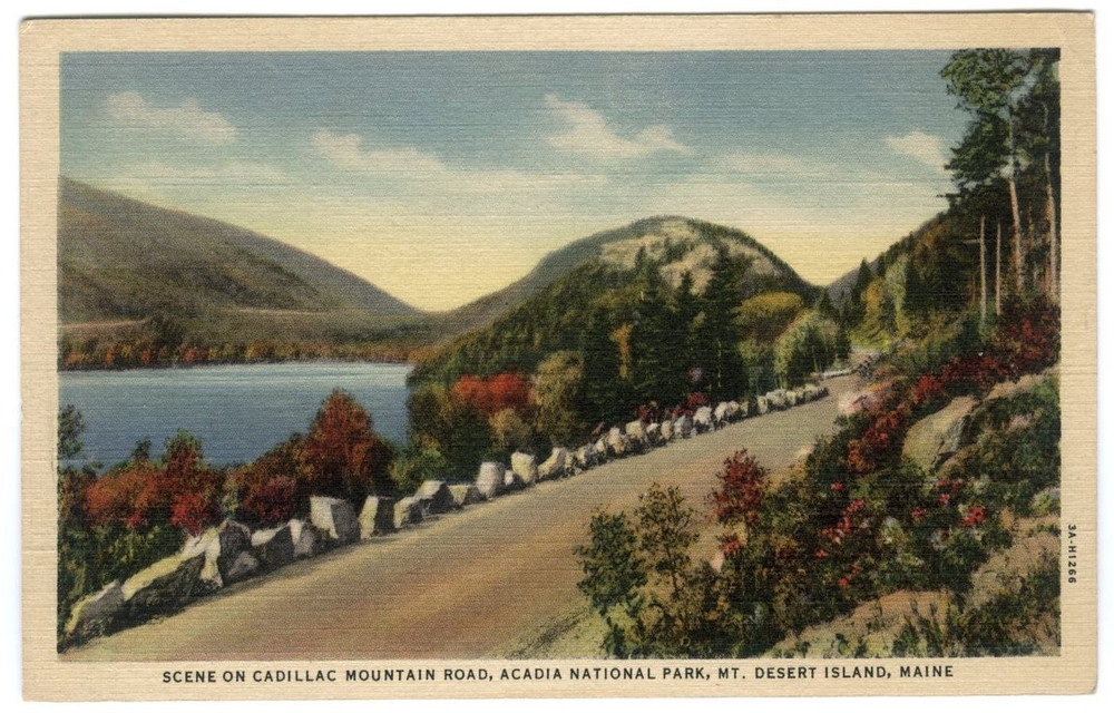 Postcard Cadillac Mountain Road Acadia National Park Mt. Desert Island Maine-image