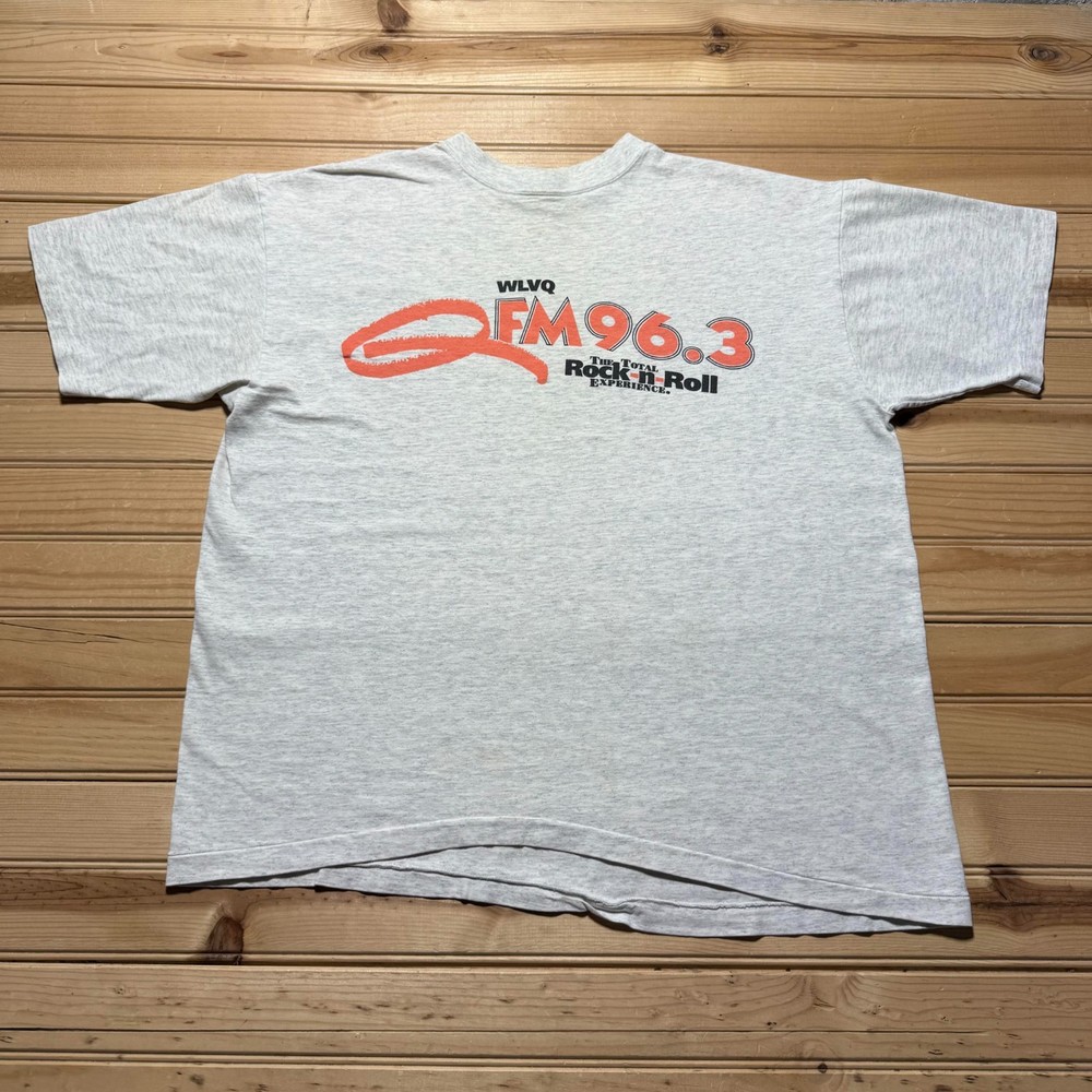Vintage 90s WLVQ Radio Station FM 96.3 Rock & Roll T-Shirt USA Made - Size XL
