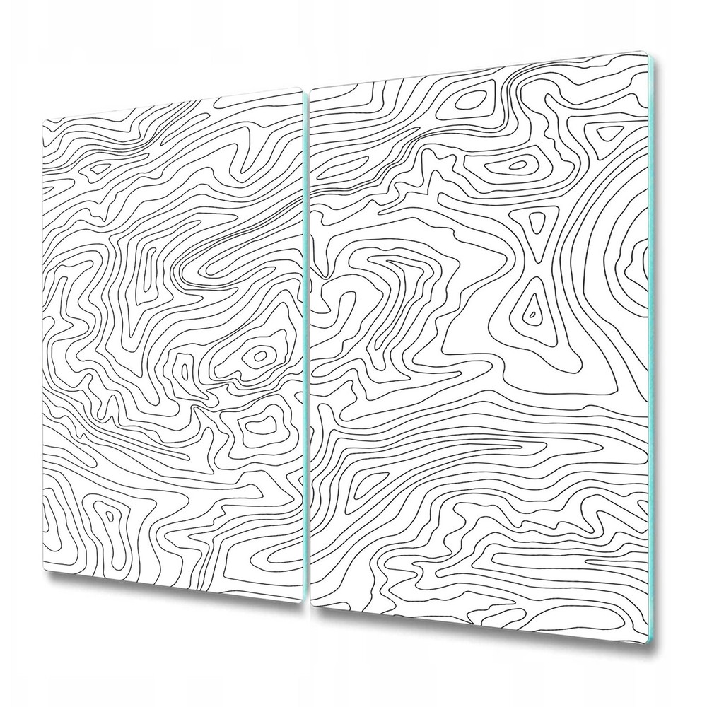 Glass Worktop Saver with Minimalistic White Topographic Map Design, Durable Protection, 2mm Thickness, 30x52cm Size