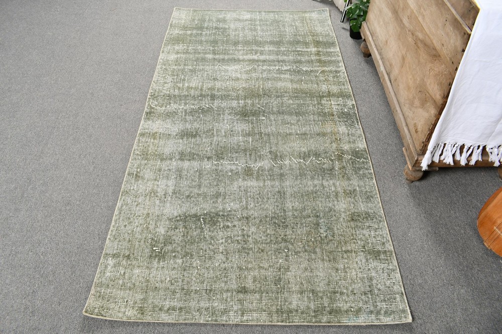 Turkish 3,3x6,6 ft Accent Rug, Vintage Rug, Green Floral Rug