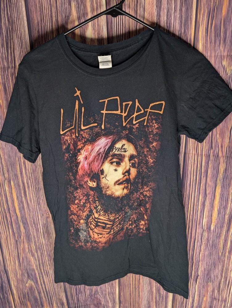 Lil Peep Shirt Mens Medium Black Graphic Tee Rap Hip Hop Music Gildan Softstyle
