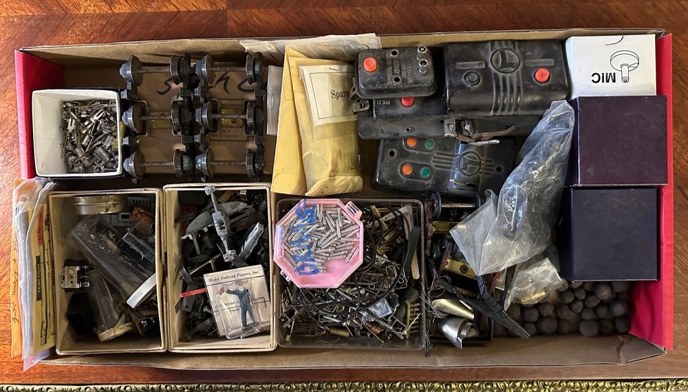 O SCALE - 10 lbs. OF TRAIN / TRACK PARTS AND ACCESSORIES, BRASS, STEEL, PLASTIC