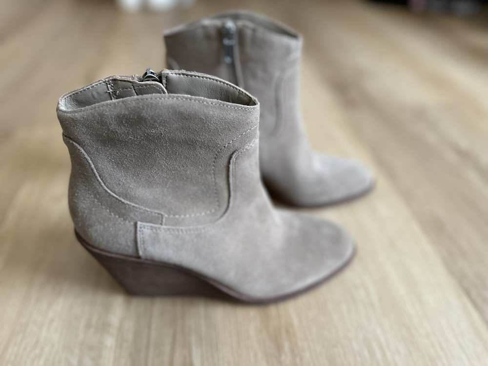 Lucky Brand Womens Chinchilla Oiled Suede Wedge Ankle Boots Size 8 M Width