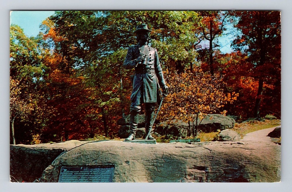 Gettysburg PA-Pennsylvania, Little Round Top, Warren Monument, Vintage Postcard
