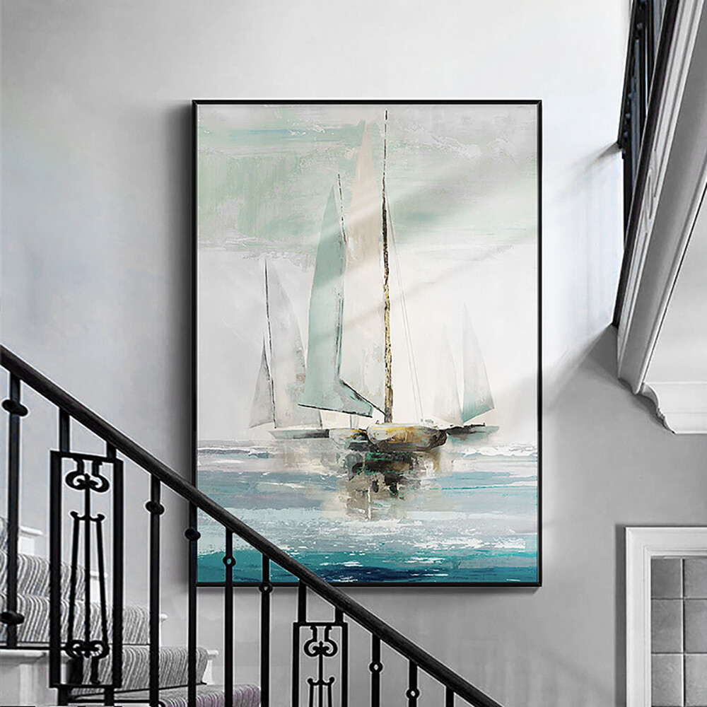 Hand Painted Abstract Sailing Art Oil Painting On Canvas Wall Art Frameless