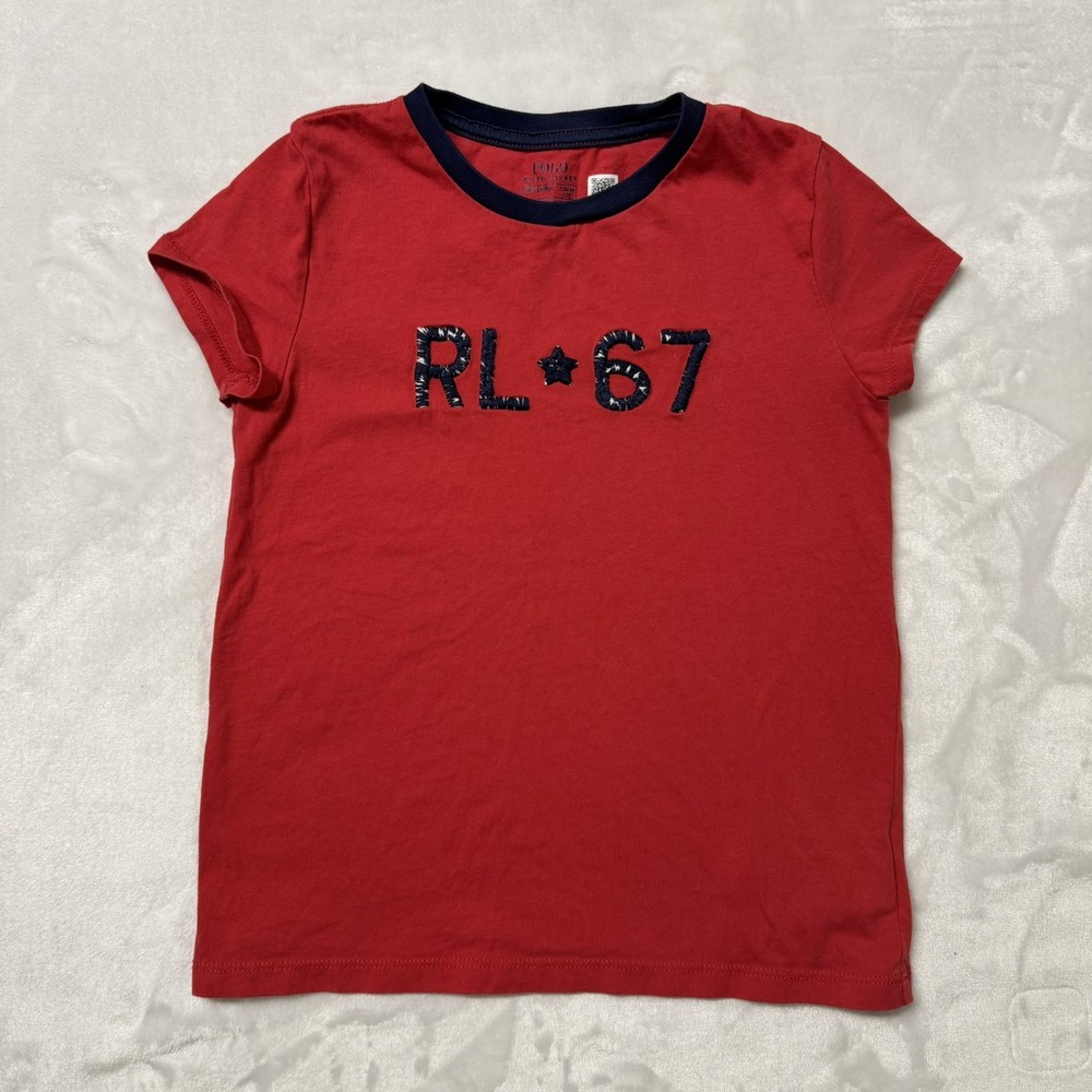 Polo Ralph Lauren Girls T-Shirt size 6X ringer RL 67 Red Extra