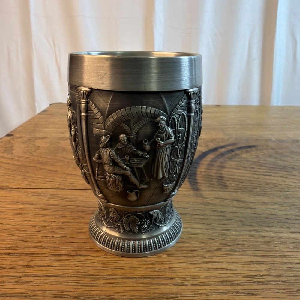 Vintage SKS Zinn 95% Pewter Cup Wine Goblet 4
