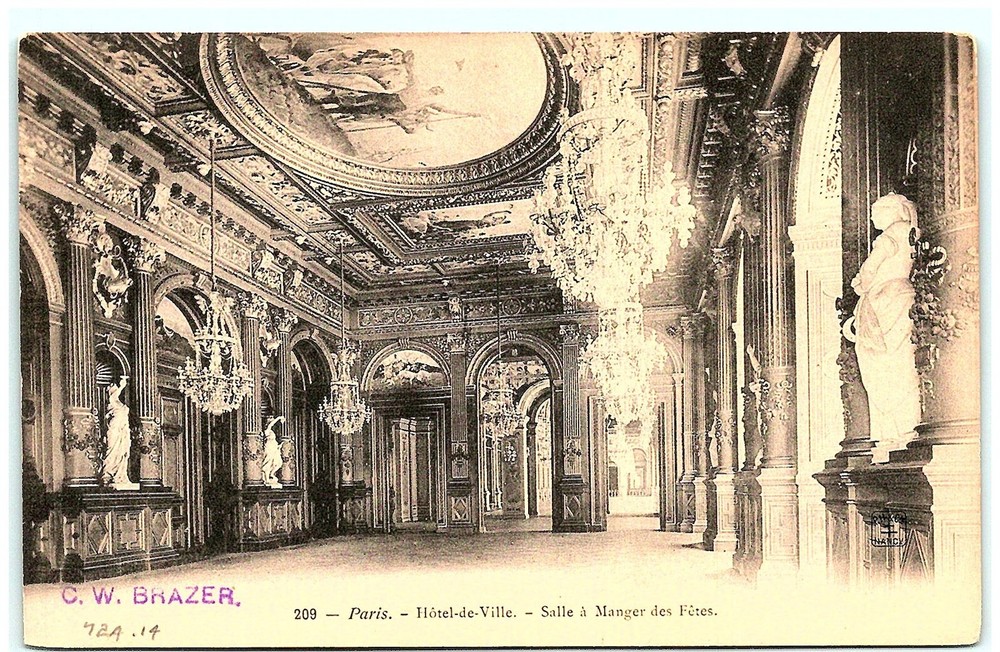 S02-7669, Paris, Hotel De Ville, Salle A Manger Des Fetes, Postcard