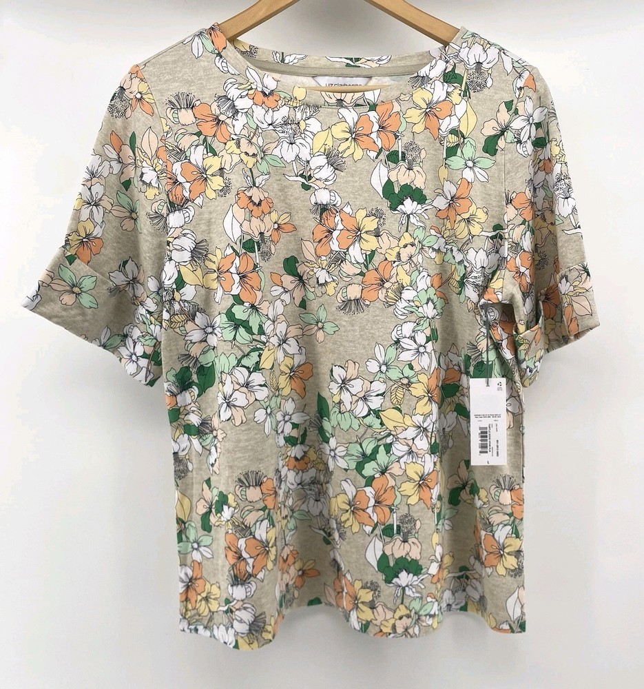 Liz Claiborne shirt blouse top large NWT Floral Feminine
