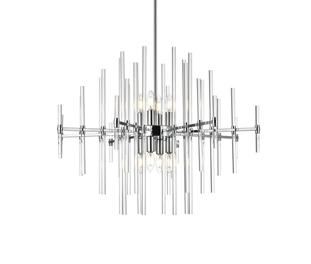 Elegant Sienna 8-Light 31 Inch Chrome Crystal Chandelier