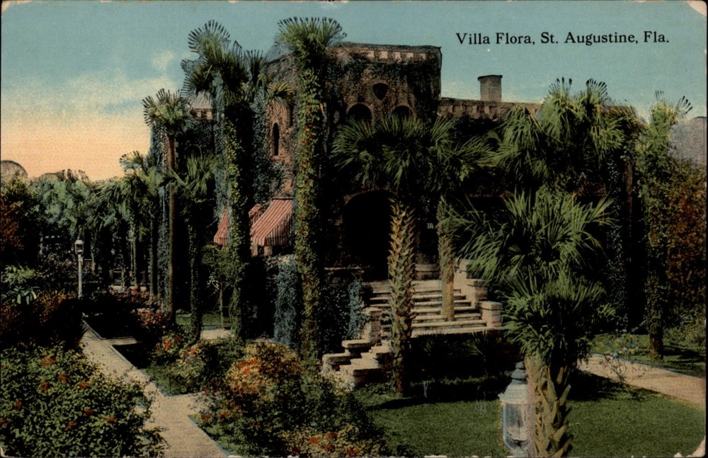 Villa Flora St Augustine Florida vintage postcard b770