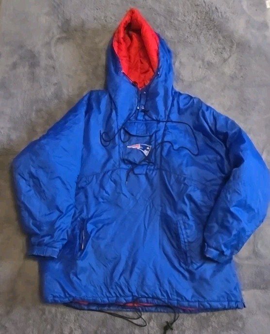 Vtg 90s GameDay Phenom New England Patriots Puffer Jacket Mens Large Blue READ