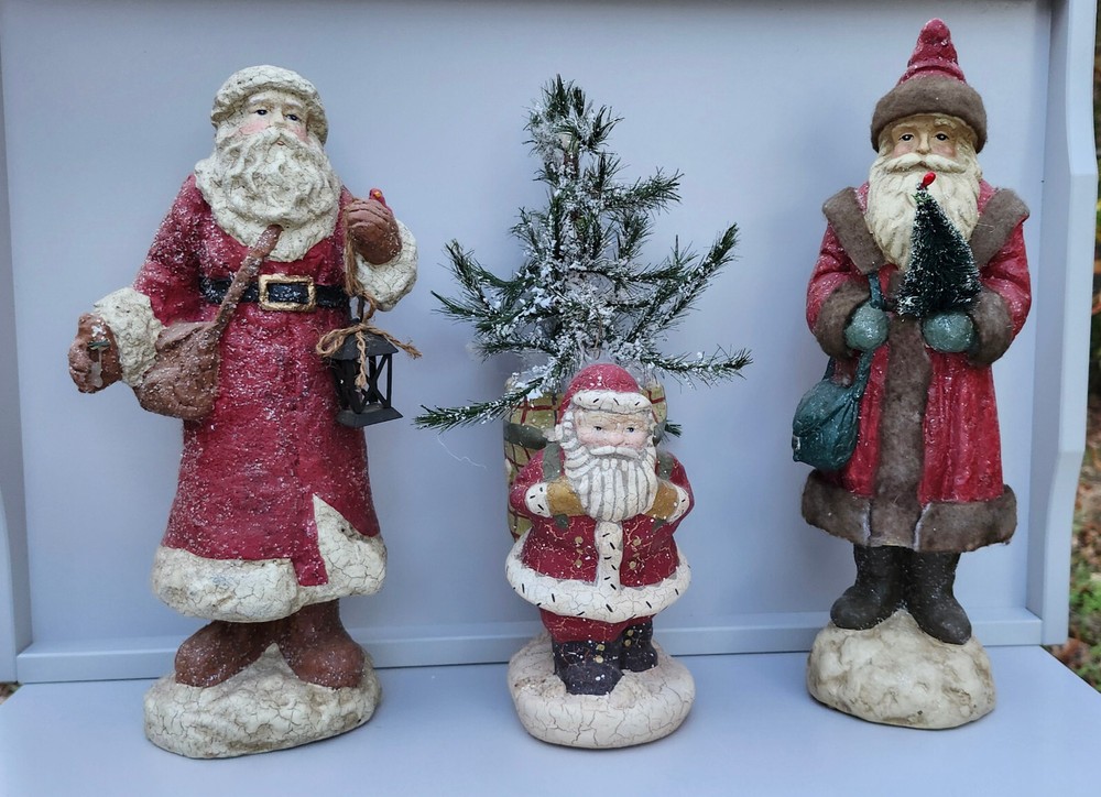 Midwest Old World Santas Crackle Finish, Christmas Tree 3 Cannon Falls Figurines