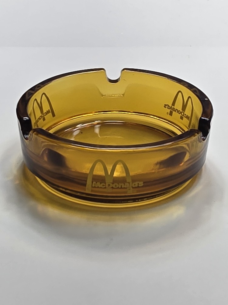 Vtg McDonald's 1970's Ashtray Amber Honey Colored Glass, smooth bottom.