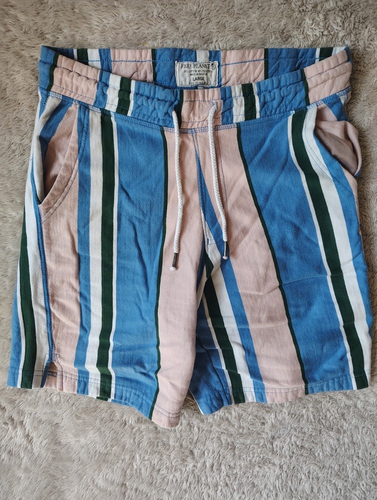 Free Planet Shorts Adult Large Cotton Colorblock Classic Outdoors 90’s Men’s