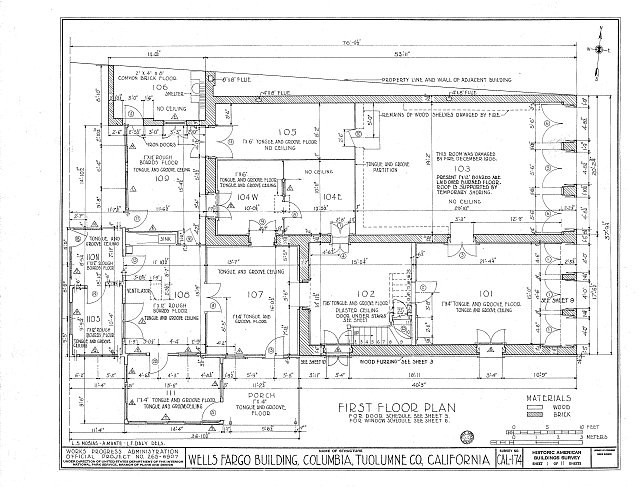 Photo:Columbia California Wells Fargo Building 1900s First Floor Plan HABS