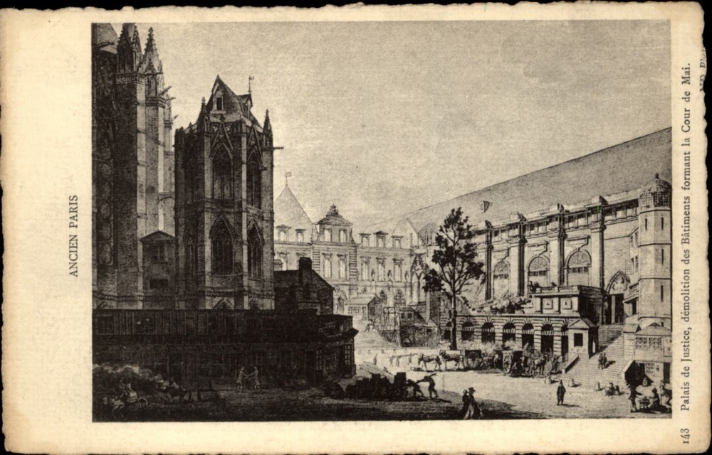 Palais de Justice Paris France Demolition view vintage postcard z200
