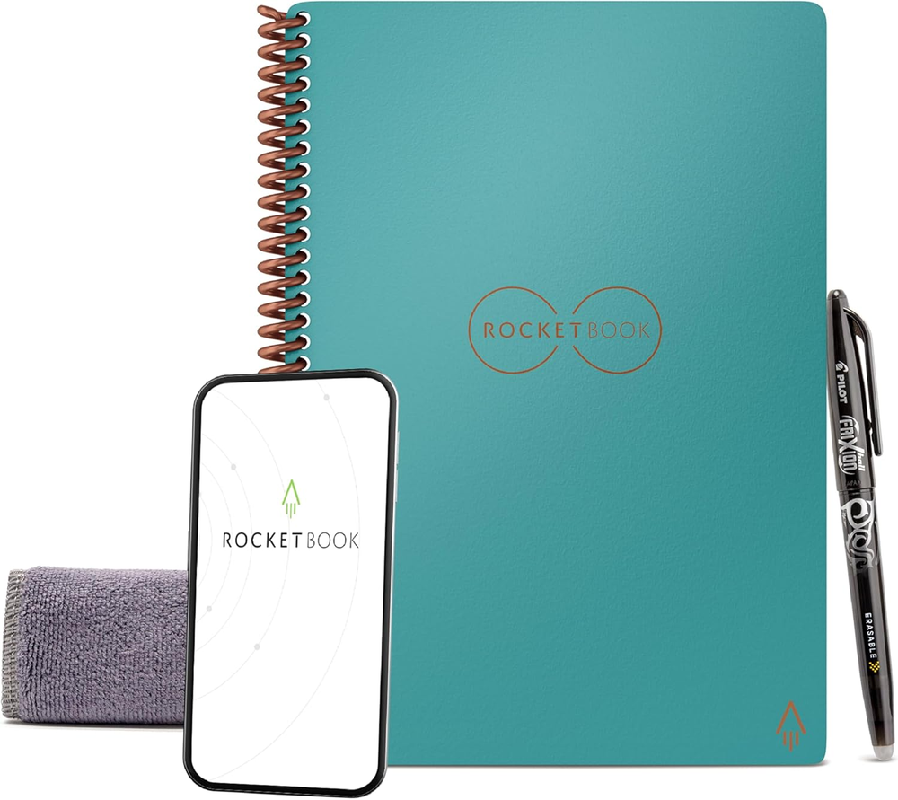 Core Reusable Spiral Notebook, Executive Size 6X8.8, Teal - Lined Pages, App-Con