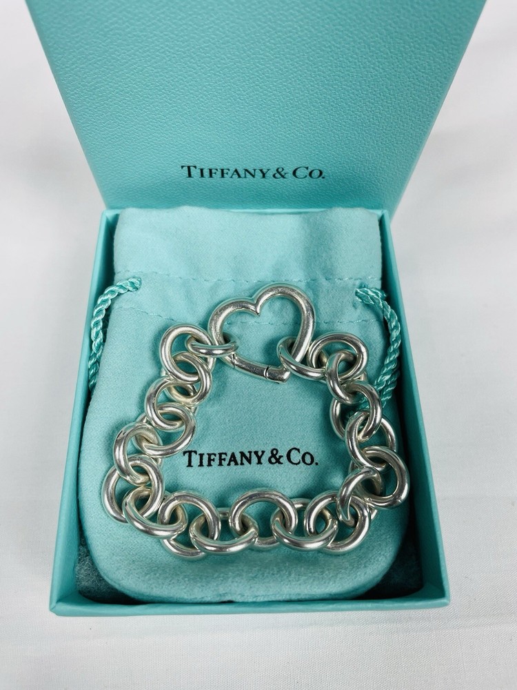 Tiffany & Co. 925 Sterling Silver Link Heart Clasp 7-1/2