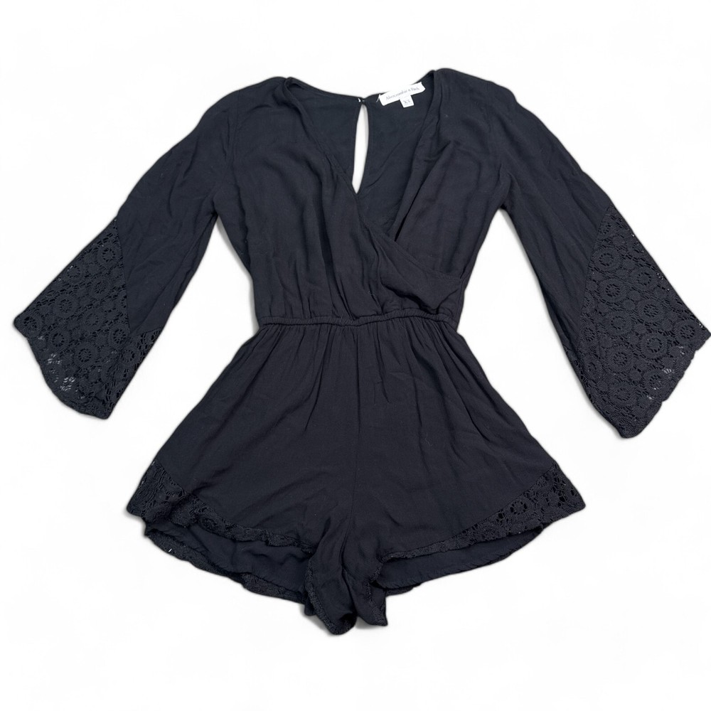 Abercrombie & Fitch Romper Womens Size XS Black Long Sleeve Wrap Top Boho