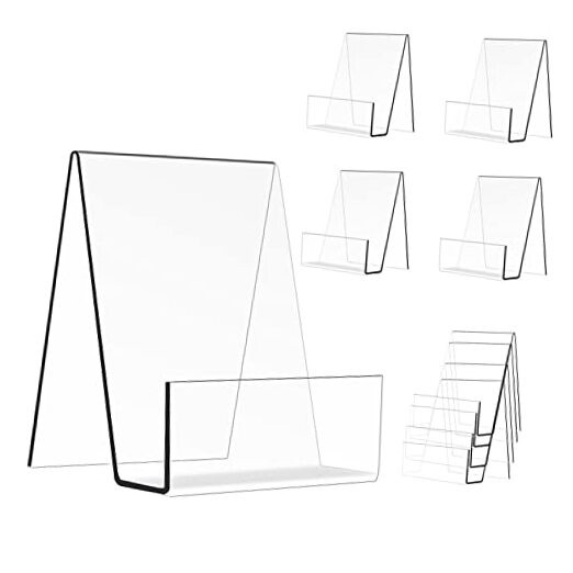 10PCS Clear Acrylic Easel Stand 4.25x3.5in Tablet Photo Display Holder with Ledge