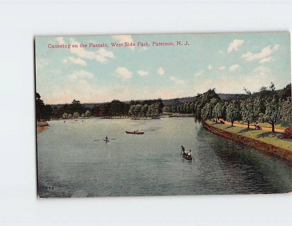 Postcard Canoeing on the Passaic West Side Park Paterson NJ USA