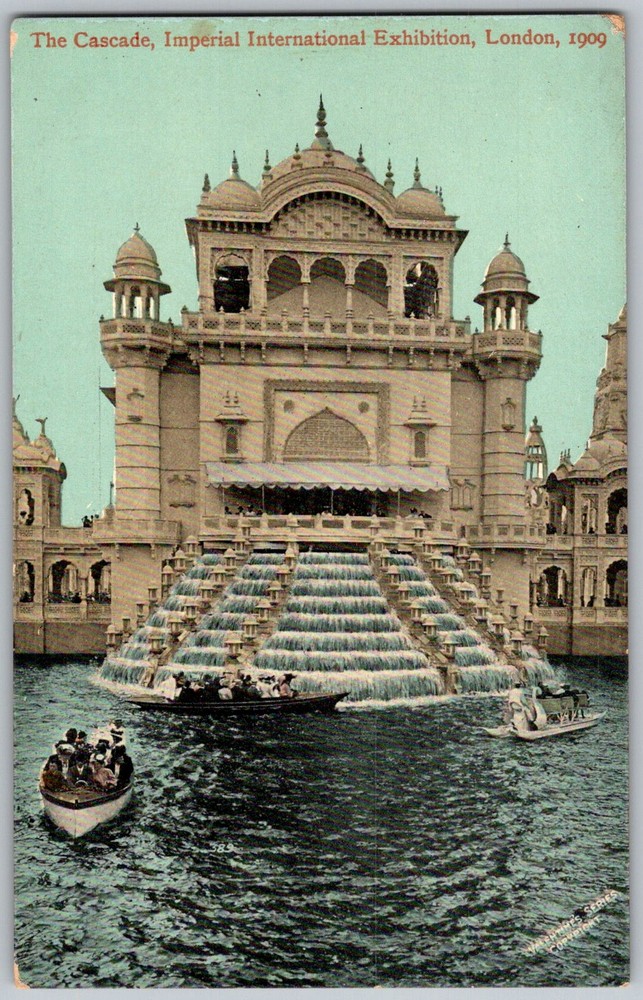 Antique Postcard Imperial Exhibition Cascade London, England 1900s