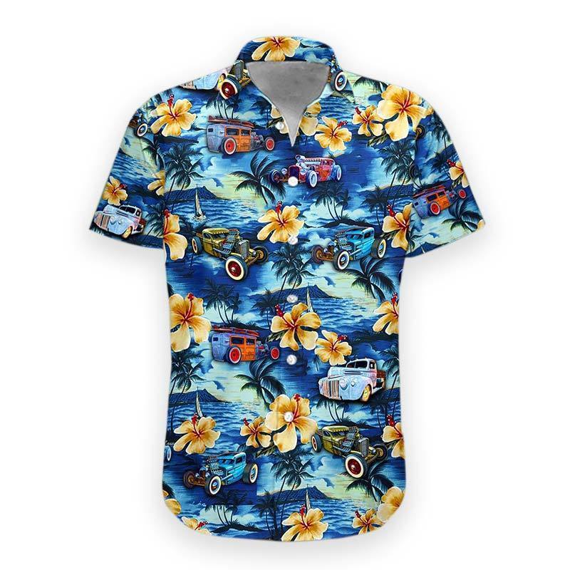 Rat Rod Hawaiian Shirt For Men US Size Summer Style Short Sleeve NEW