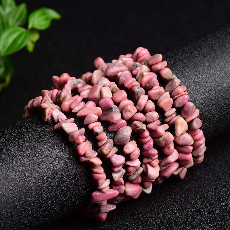 Natural Rose Rhodonite Quartz Crystal Stretchy Bracelet Chip Bead Bangle Healing