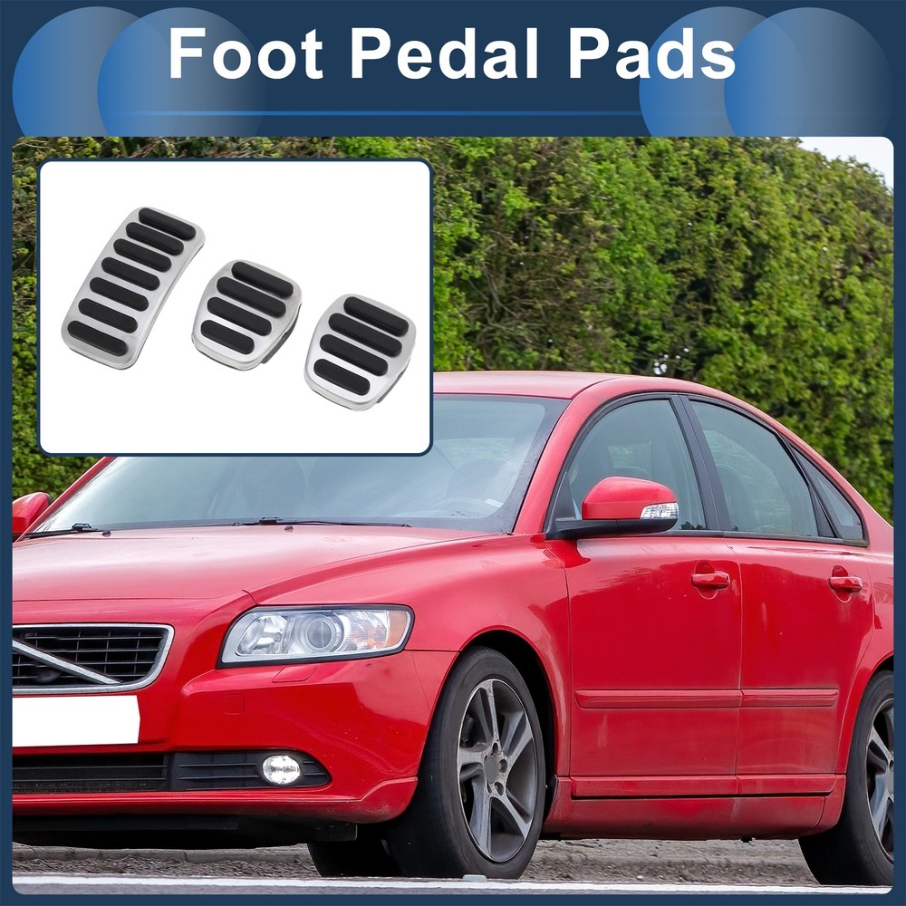 1 Set Manual Footrest Pedals Cover for Volvo S40 2008-2016 Silver Tone