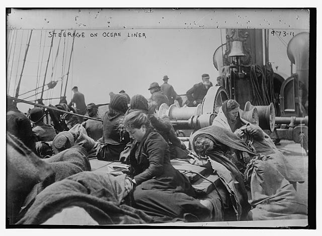 Photo:Steerage on Ocean Liner Passengers Deck 1900s Immigrants Travel