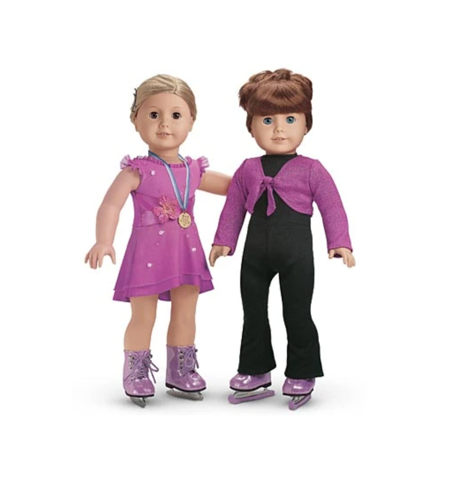 American Girl Doll Purple 2-in-1 Ice Skating Outfit Dress & Wrap Sweater