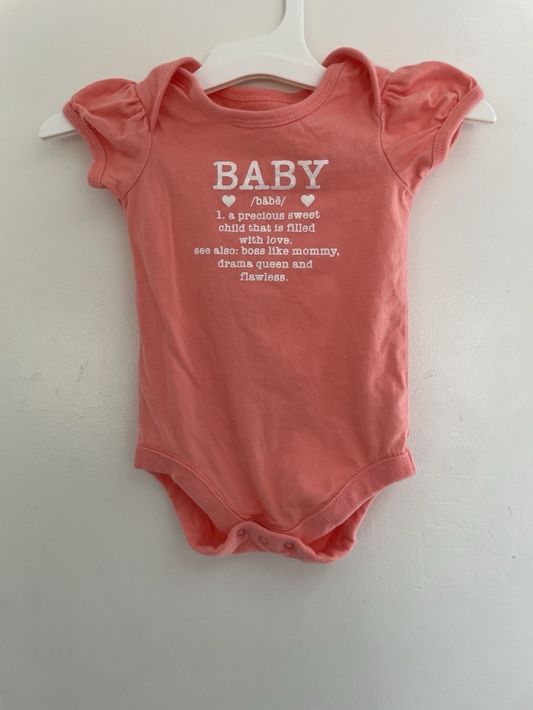 TCP Baby Girls Glitter Baby Graphic 100% Cotton Short Sleeve Bodysuit Coral 0-3M