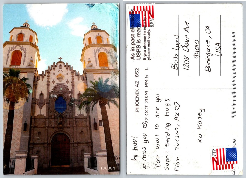 Tucson AZ Mission San Xavier del Bac Postcard 2024 Postmarked