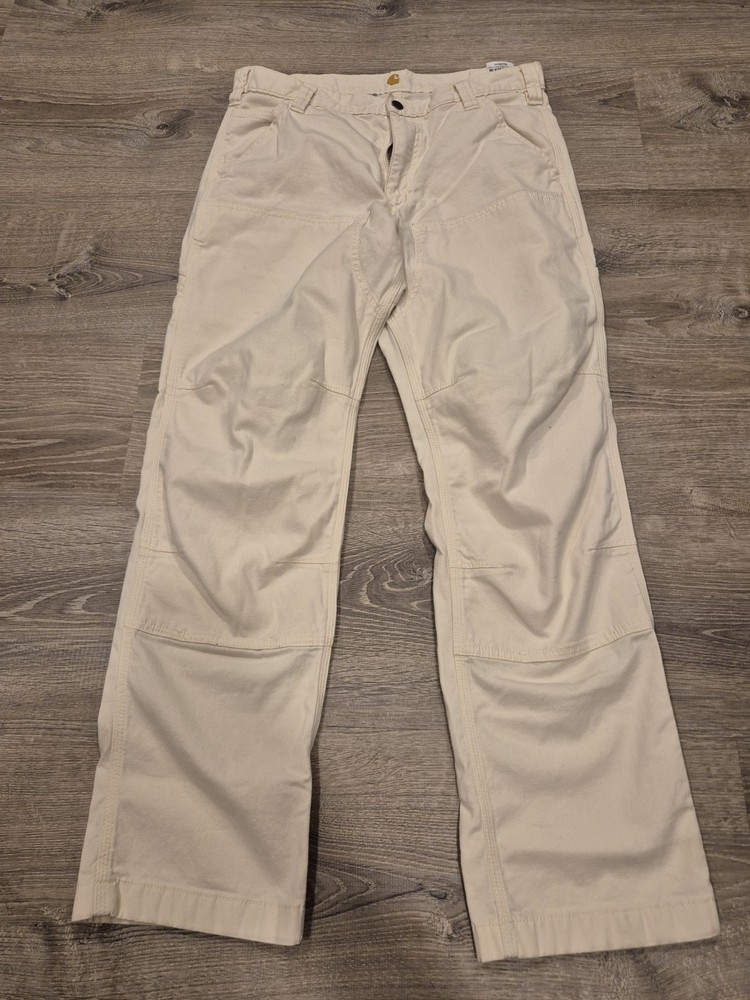 Carhartt Pants Mens 34x32 Cream Relaxed Fit Double Front Knee 102802 NAT