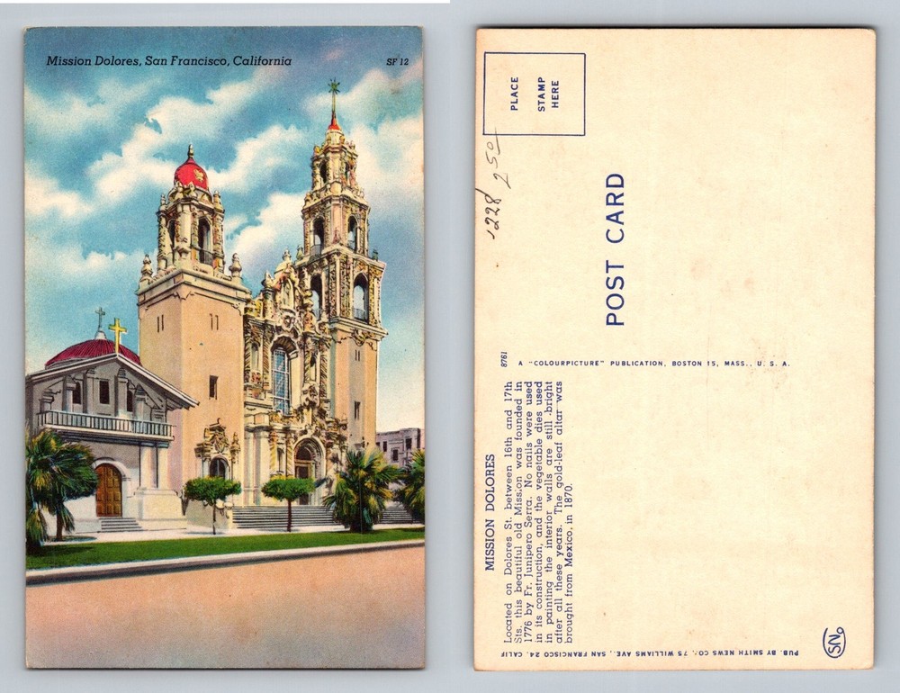 San Francisco, CA-California Mission Dolores Twin Towers Church Vintage Postcard