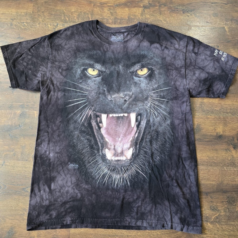 The Mountain Shirt Mens 2XL Black Panther Big Cat Graphic Tee T-Shirt Tie Dye