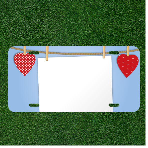 Custom Personalized License Plate Auto Tag With Red Hearts Add Names