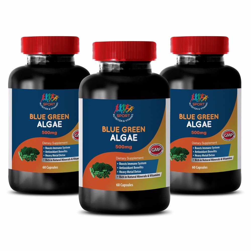 Antioxidant Supplement - Blue Green Algae 500mg from Klamath Lake B12(3 Bottles)
