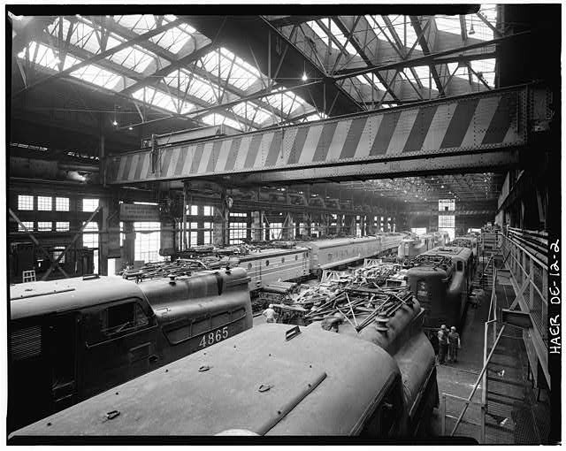 Wilmington Delaware 1910s Pennsylvania Railroad Repair Shop Locomotives