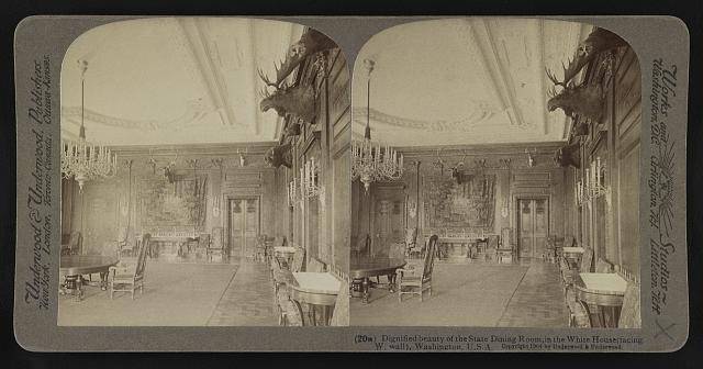 Washington DC White House State Dining Room 1904 Stereograph Interior
