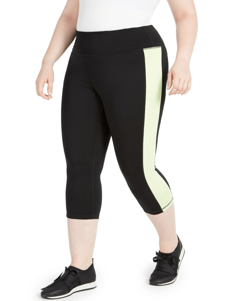 ID Ideology Women S Colorblocked Capri Leggings Black Size 2X