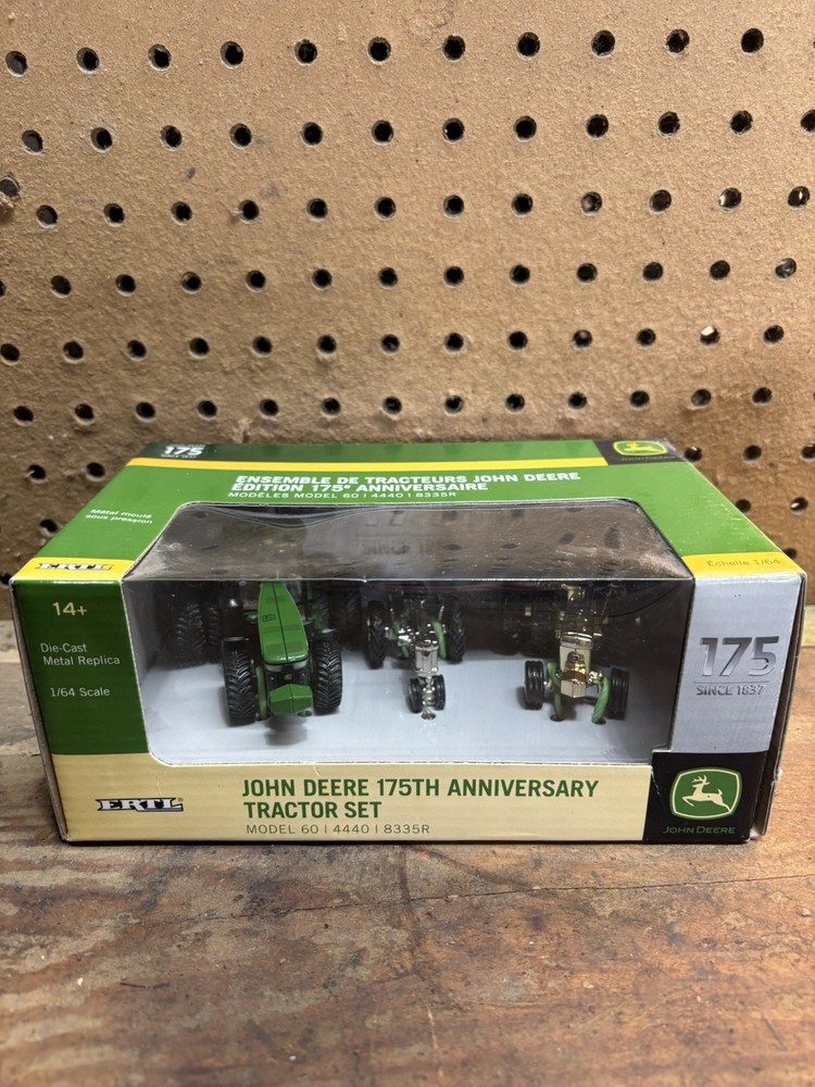 John Deere 175th Anniversary Tractor Set 1/64 Scale Silver 60 Gold 4440 8335R
